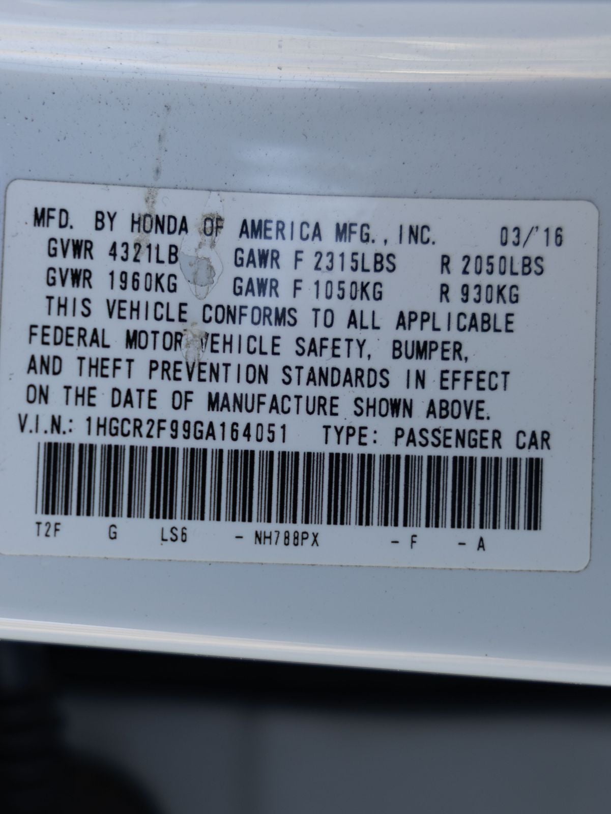 2016 Honda Accord EX-L w/Navigation and Honda Sensing
