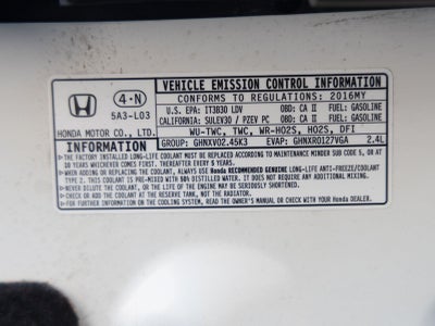2016 Honda Accord EX-L w/Navigation and Honda Sensing