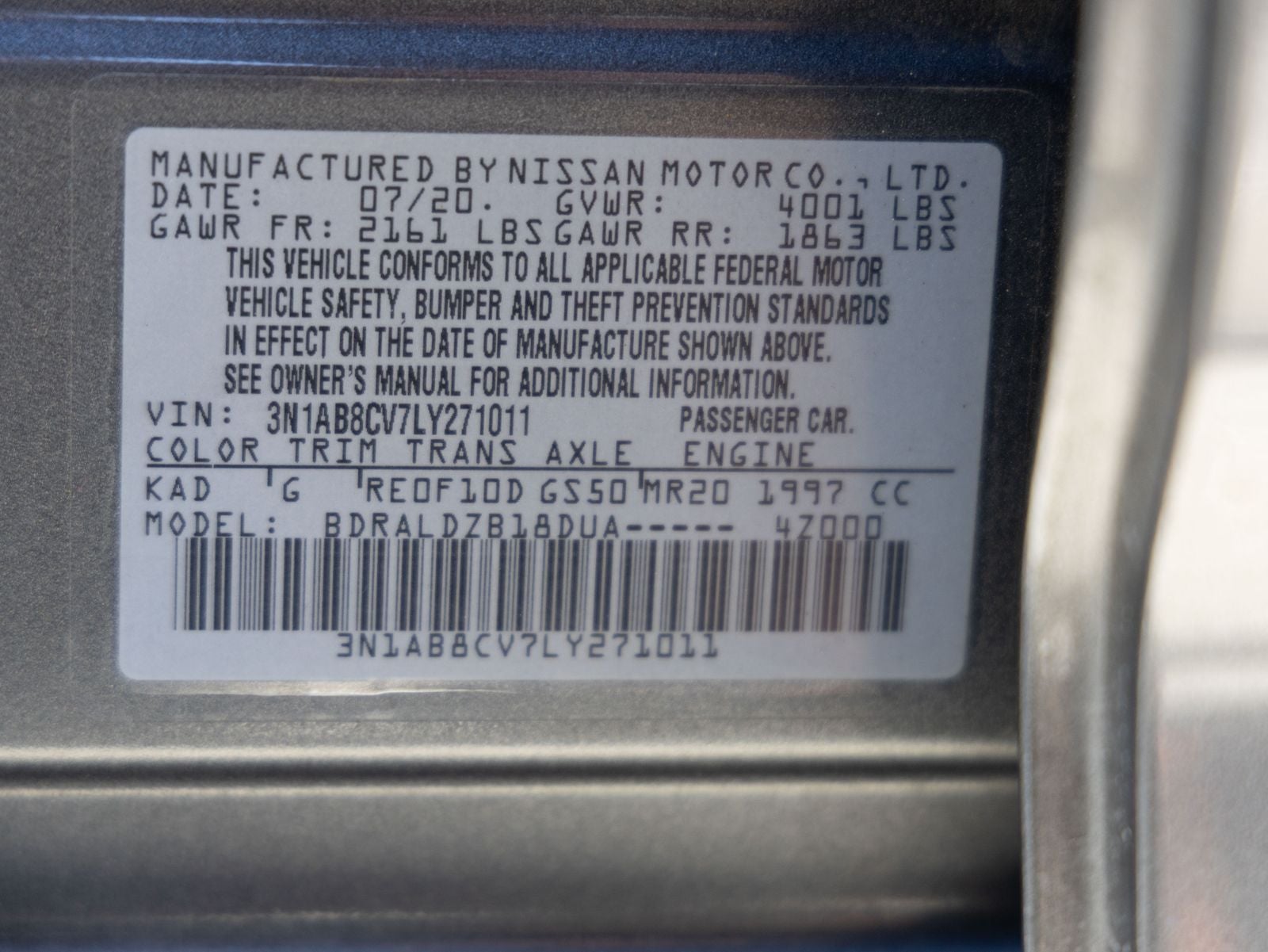 2020 Nissan Sentra SV