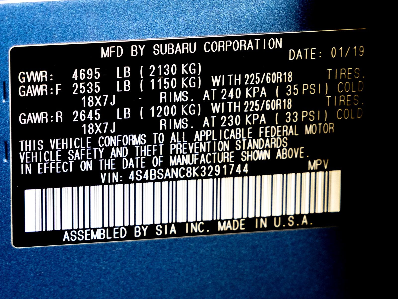 2019 Subaru Outback 2.5i Limited